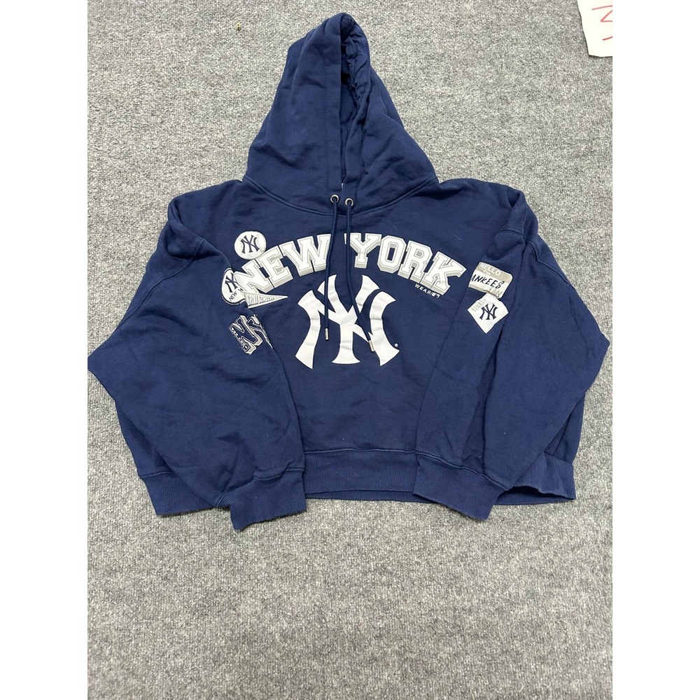 WEAR Hoodie Womens Plus 3X Navy New York Yankees Cropped Graphic Sweatshirt MLB